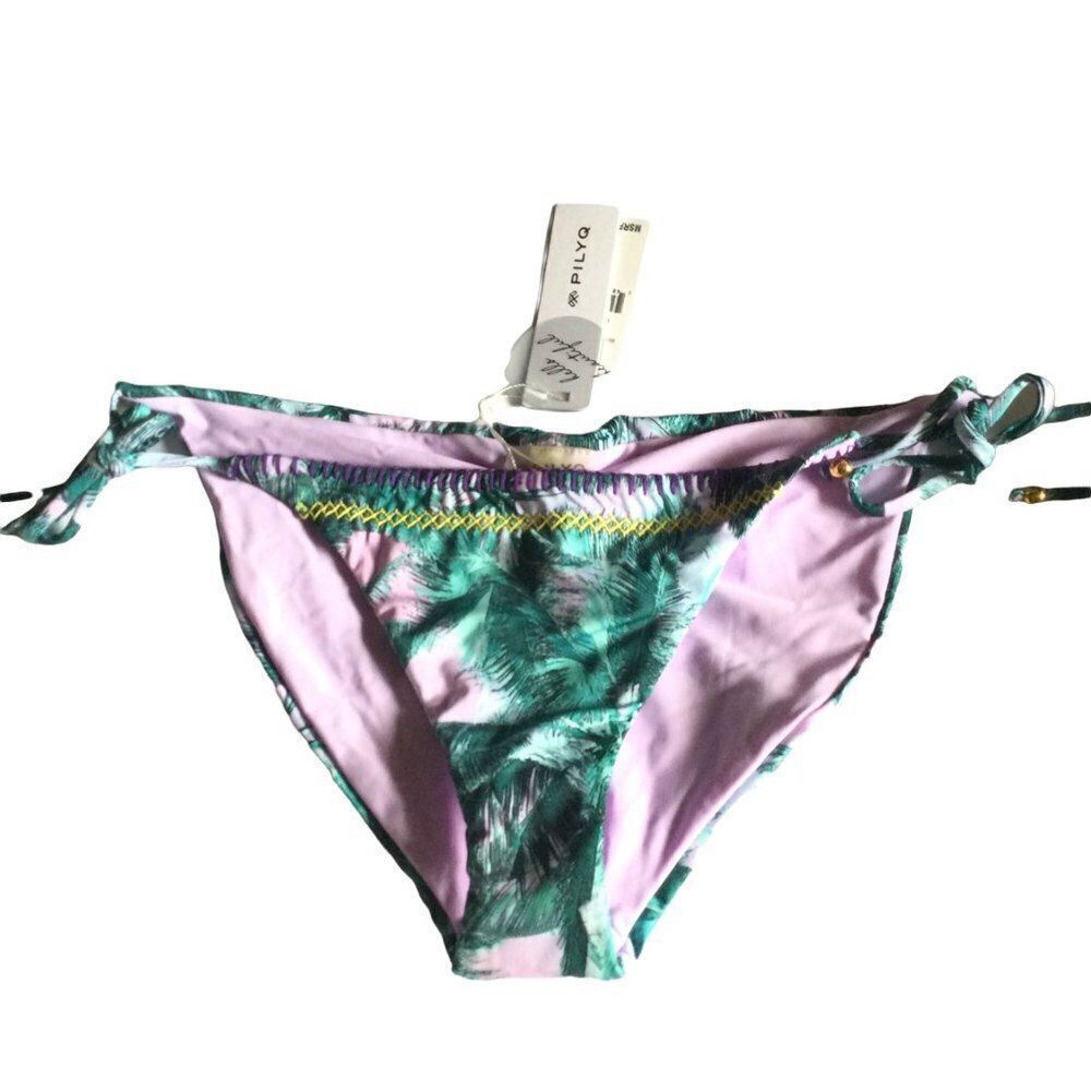 PilyQ Mai Tai Stitched Reversible Full Bikini Bottom Swimsuit Womens Medium NWT